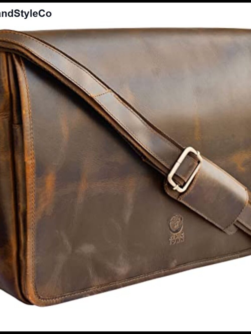 16 Inch Full Grain Buffalo Leather Messenger Bag Laptop Satchel